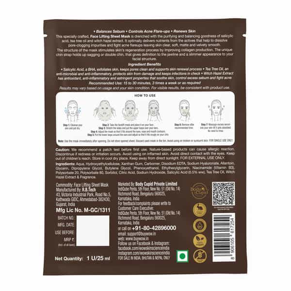 Wow Skin Science Anti Acne Cupra Face Lifting Mask Sheet - Salicylic Acid 25 Ml