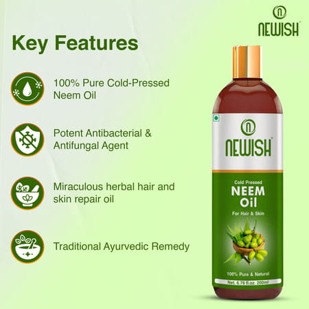 Newish Cold Pressed Organic Neem Oil For Skin & Hair 200Ml