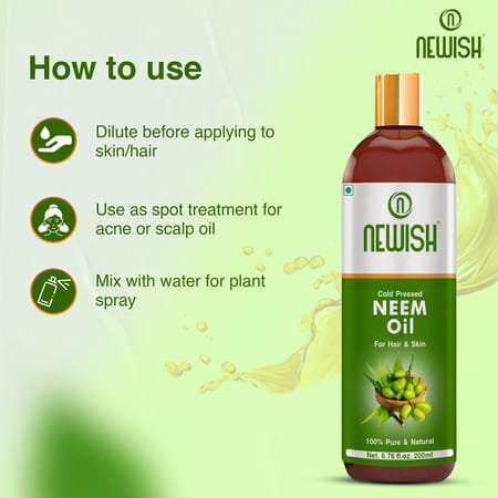 Newish Cold Pressed Organic Neem Oil For Skin & Hair 200Ml
