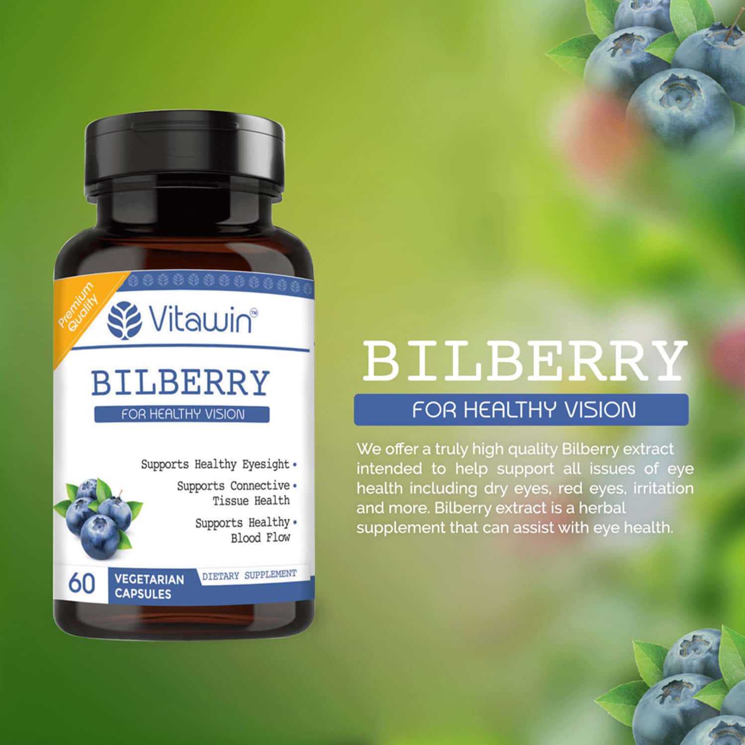 Buy VITAWIN BILBERRY FOR HEALTHY VISION & EYE CARE HERBAL NUTRITION
