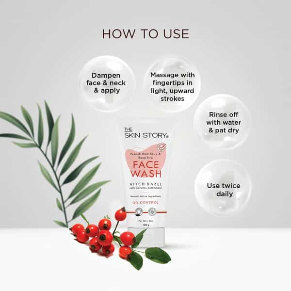 The Skin Story Pollution Shield Oil Control Face Wash Moisturizing French Red Clay Rose Hip Oil 100G