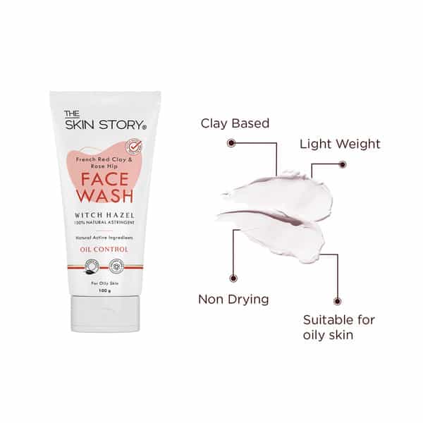 The Skin Story Pollution Shield Oil Control Face Wash Moisturizing French Red Clay Rose Hip Oil 100G
