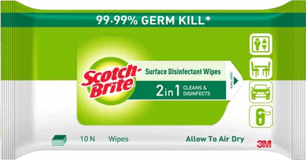Scotch-Brite Surface Disinfectant Wipes Multipurpose Kitchen Home Office&Travel Large 10 Wipes