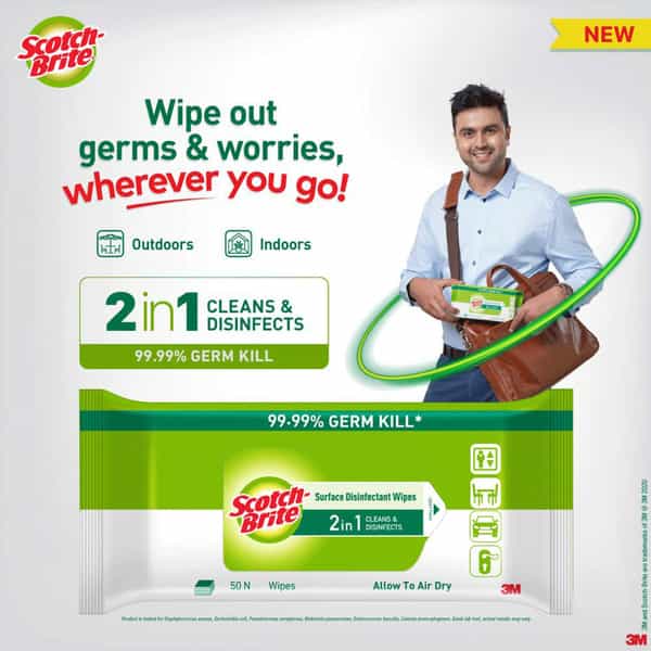 Scotch-Brite Surface Disinfectant Wipes Multipurpose Kitchen Home Office&Travel Large 10 Wipes