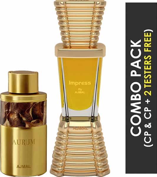 Ajmal Aurum Cp Attar 10Ml For Women And Impress Cp Oil Alcohol-Free Attar 10Ml For Men