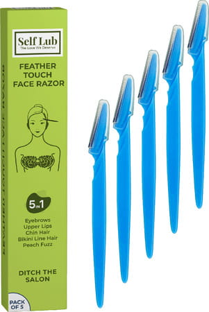 Self Lub Feather Touch Face Razor For Pain Free Hair Removal- Pack Of 5 - Blue
