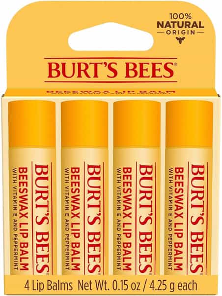 Burt's Bees Beeswax Lip Balm | Vitamin E & Peppermint | 4.25 G | Pack Of 4
