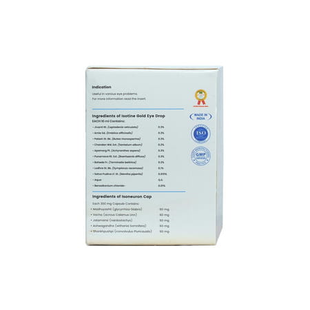 Isotine Gold Pack 100% Ayurvedic For Cataract Glaucoma Diabetic Retinopathy Treatments.