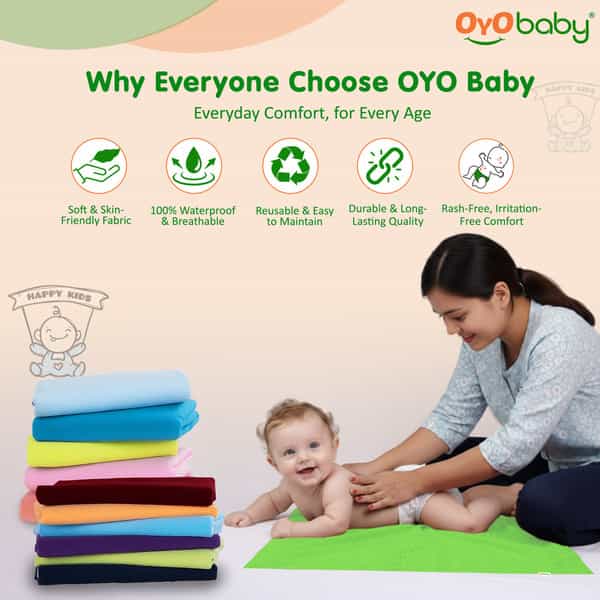 Oyo Baby- Waterproof Baby Bed Protector For Anti-Piling Fleece Pack Of 2 (140Cmx100cm) Light Green