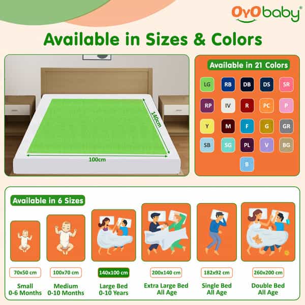 Oyo Baby- Waterproof Baby Bed Protector For Anti-Piling Fleece Pack Of 2 (140Cmx100cm) Light Green