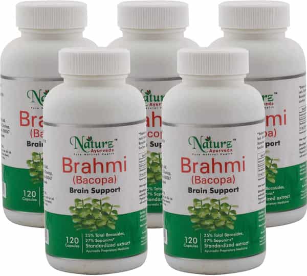 Naturz Ayurveda Bacopa (Brahmi) 300Mg 120 Capsules (Pack Of 5)