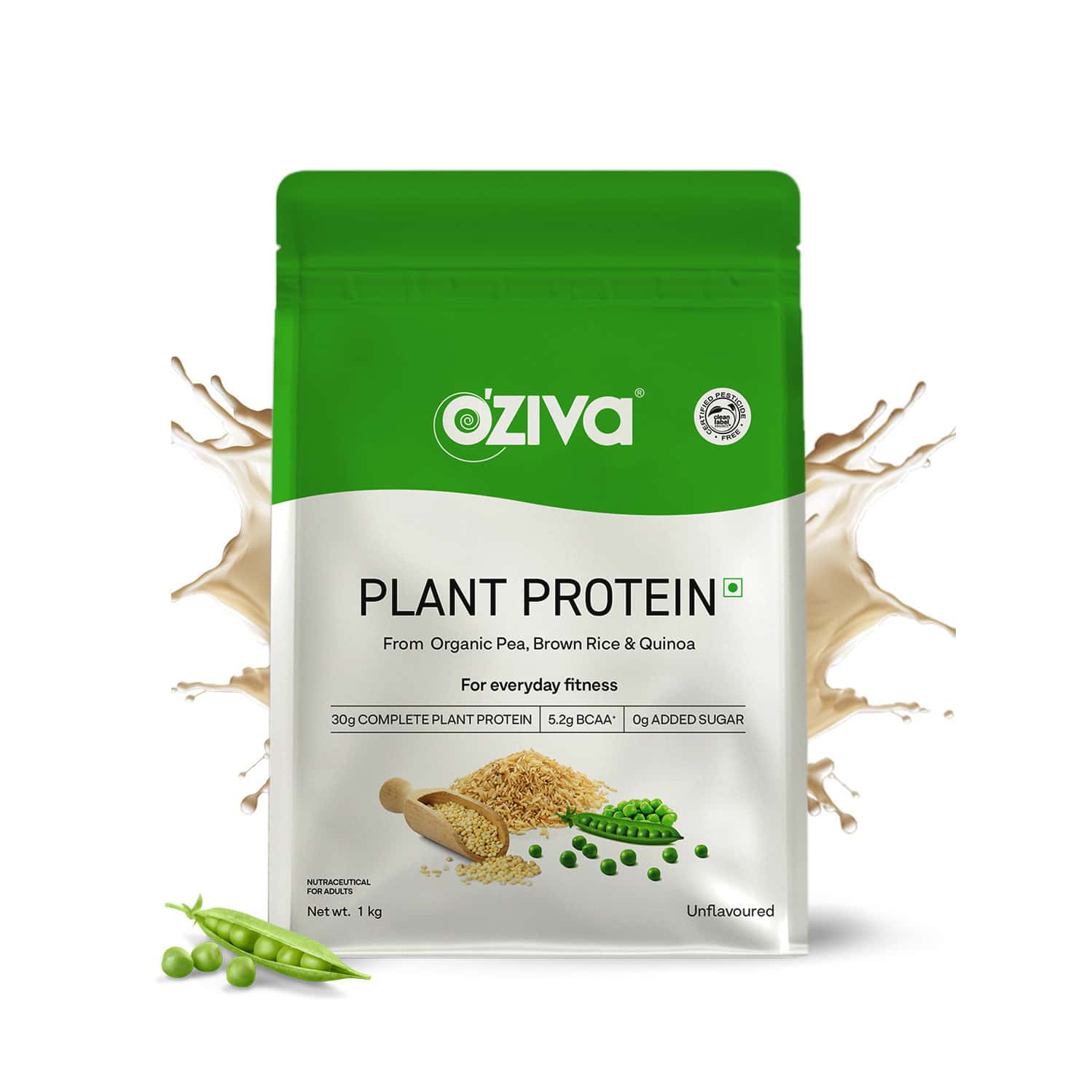 Oziva Organic Plant Protein Unflavoured (1kg) | For Everyday Fitness Clean