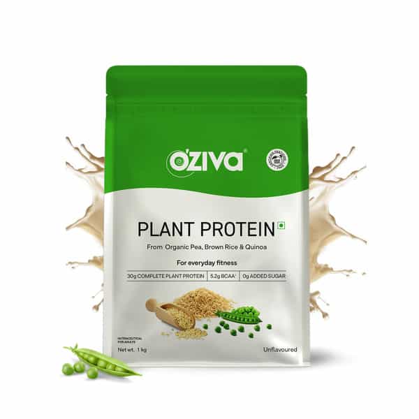Oziva Organic Plant Protein Unflavoured (1Kg) | For Everyday Fitness Clean