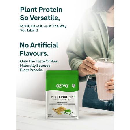 Oziva Organic Plant Protein Unflavoured (1kg) | For Everyday Fitness Clean