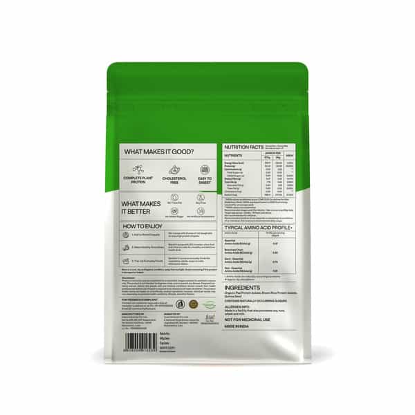 Oziva Organic Plant Protein Unflavoured (1Kg) | For Everyday Fitness Clean