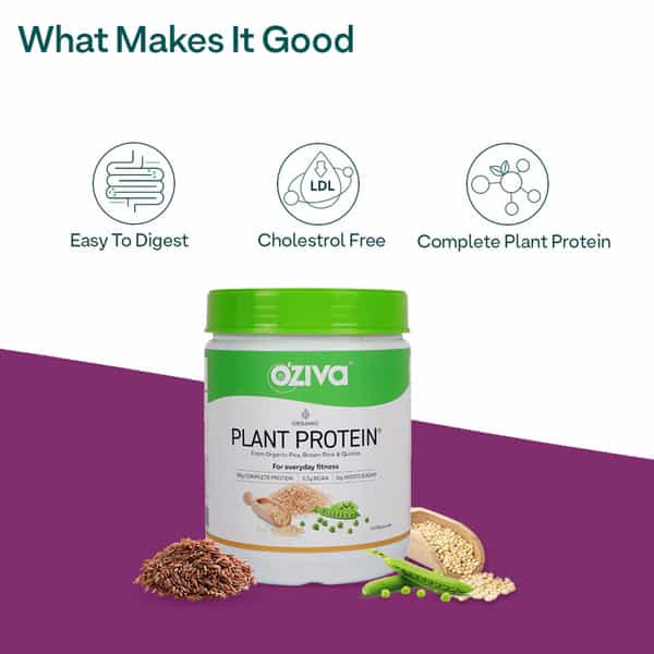 Oziva Organic Plant Protein Unflavoured (1Kg) | For Everyday Fitness Clean