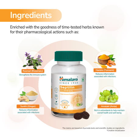 Himalaya Septilin | Natural Tamarind Flavour (Amla & Rosemary) | Gummies | 30 No'S