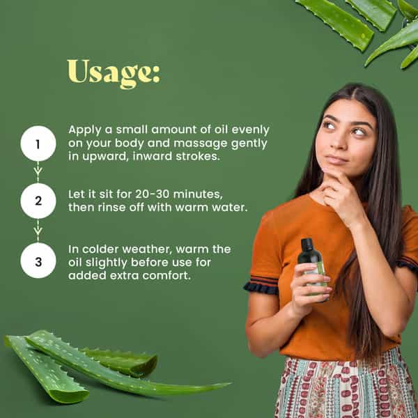 Green Milk Aloe Vera Massage Oil With Sesame Oil For Moisturised & Soft Skin | 90 Ml