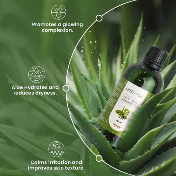 Green Milk Aloe Vera Massage Oil With Sesame Oil For Moisturised & Soft Skin | 90 Ml