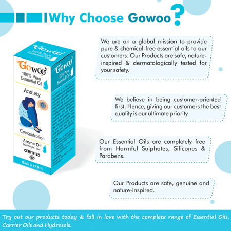 Go Woo Anxiety Blend Oil - Lavender Clary Sage Lemon And Rosemary -100% Pure And Virgin 50 Ml