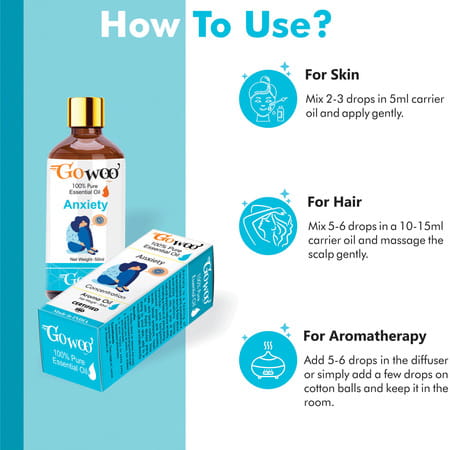 Go Woo Anxiety Blend Oil - Lavender Clary Sage Lemon And Rosemary -100% Pure And Virgin 50 Ml