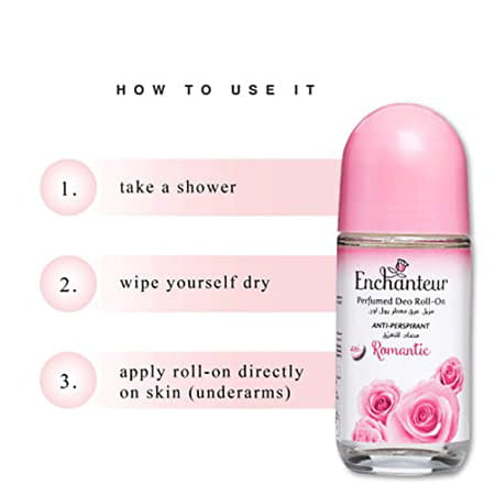 Enchanteur Romantic Roll-On Deodorant For Women 50ml With Roses & Jasmine Extracts