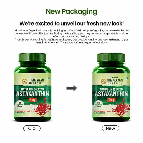 Vlado's Himalayan Organics Naturally Sourced Astaxanthin 4Mg - 60 Veg Capsules