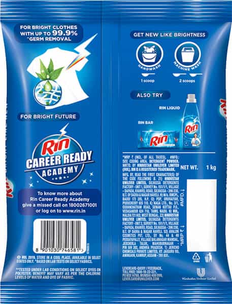Rin Anti-Bacterial Detergent Powder - 1Kg