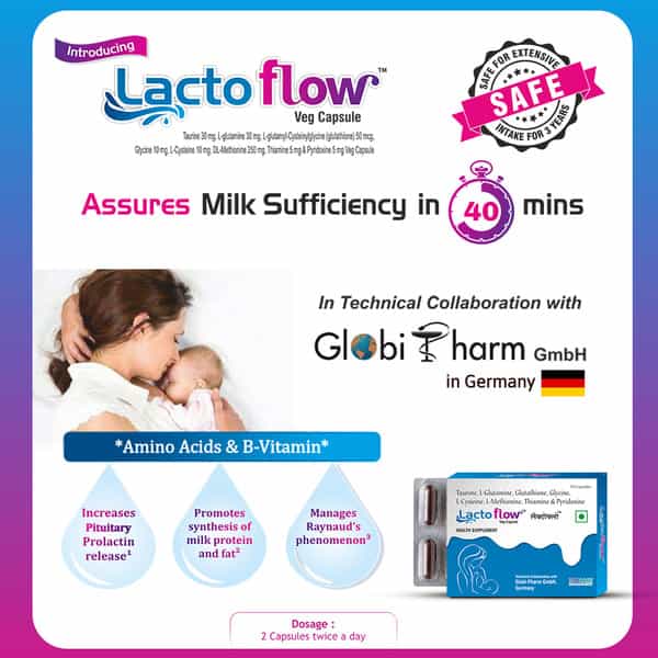 Lactoflow Lactation Capsules - Supports Milk Supply In 40 Minutes - Postnatal Recovery - 60 Caps