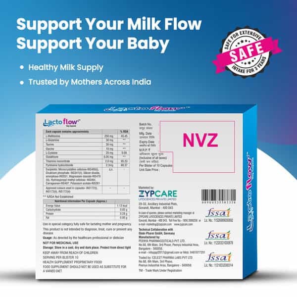 Lactoflow Lactation Capsules - Supports Milk Supply In 40 Minutes - Postnatal Recovery - 60 Caps