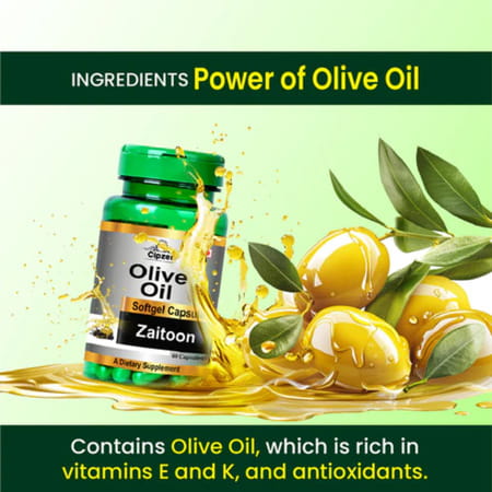 Cipzer Olive Oil | Maintains Cholesterol & Supports Healthy Blood Pressure | 30 Softgel Capsules