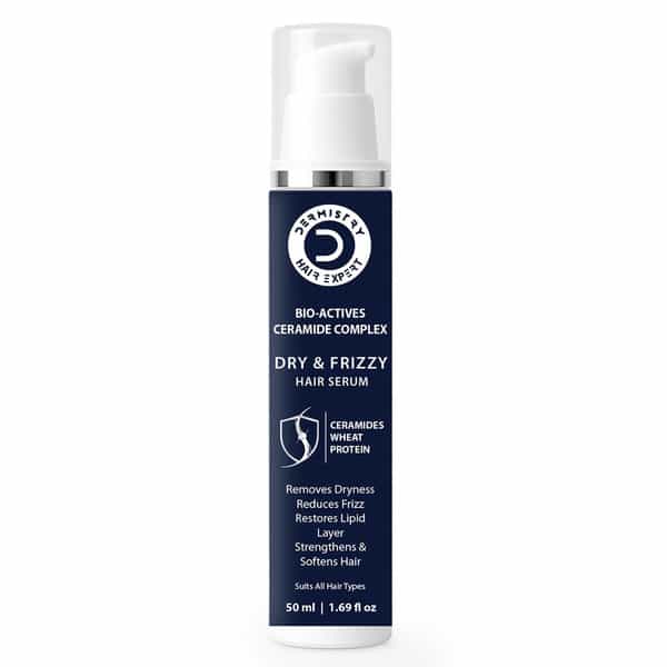 Dermistry Dry & Frizzy Hair Serum With Ceramides Protein Smoothening Hydration Frizz Control 50Ml