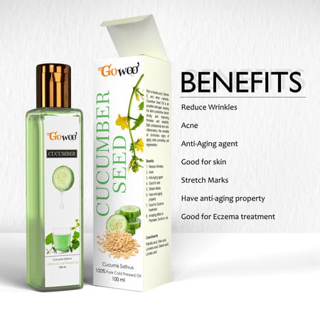 Pack Of 2 Peppermint Essential Oil & Cucumber Seed Carrier Oil - 100% Pure Natural & Undiluted