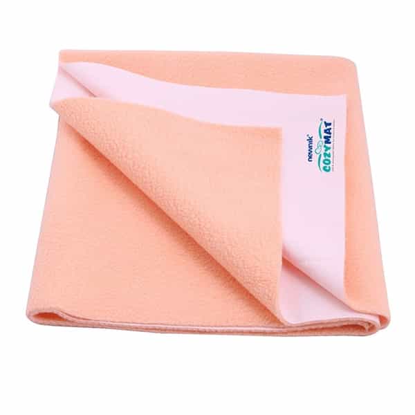 Newnik Cozymat Soft Waterproof Reusable Mat (Size: 70Cm X 50Cm) Peach Small