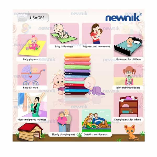 Newnik Cozymat Soft Waterproof Reusable Mat (Size: 70Cm X 50Cm) Peach Small