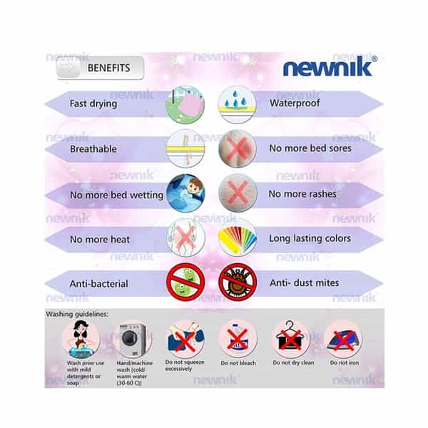 Newnik Cozymat Soft Waterproof Reusable Mat (Size: 70Cm X 50Cm) Peach Small