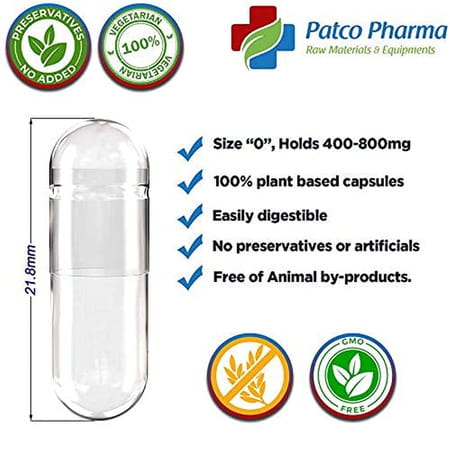 Patco Pharma - Size 0 Red Empty Vegetarian Pill Capsule/Halal Certified | Diy Powder Filling.