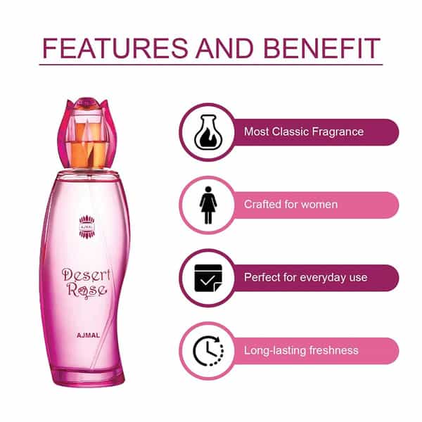 Ajmal Zeal Edp Aquatic Woody Perfume 100Ml For Men & Desert Rose Edp Perfume 100Ml For Women