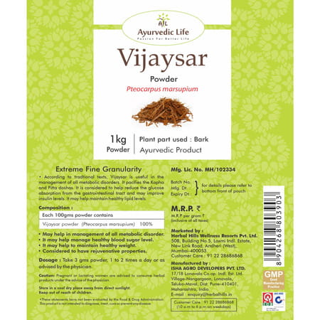 Ayurvedic Life Vijaysar Powder - 1 Kg Value Pack Of 2