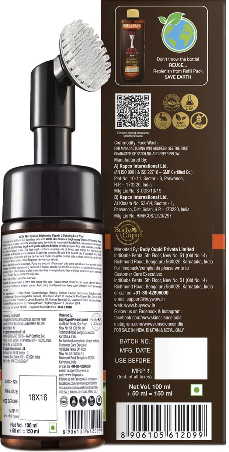 Buy WOW SKIN SCIENCE BRIGHTENING VITAMIN C FOAMING FACE WASH (WITH