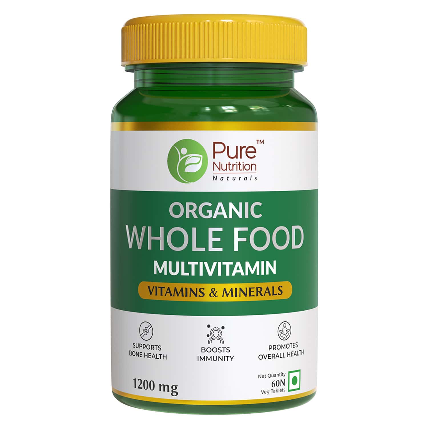 Pure Nutrition Organic Whole Food Multivitamin, Improves Overall Health And Immunity, 60 Veg Tablets