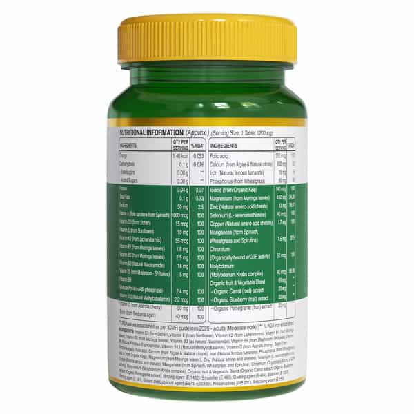Pure Nutrition Organic Whole Food Multivitamin, Improves Overall Health And Immunity, 60 Veg Tablets