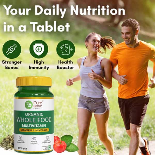 Pure Nutrition Organic Whole Food Multivitamin, Improves Overall Health And Immunity, 60 Veg Tablets