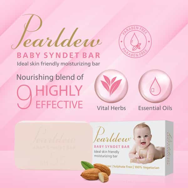 Pearldew Baby Syndet Bar 75 Gm | Aloe Vera | Vitamin E & Avocado Oil | Ph 5.5 (Pack Of 6)