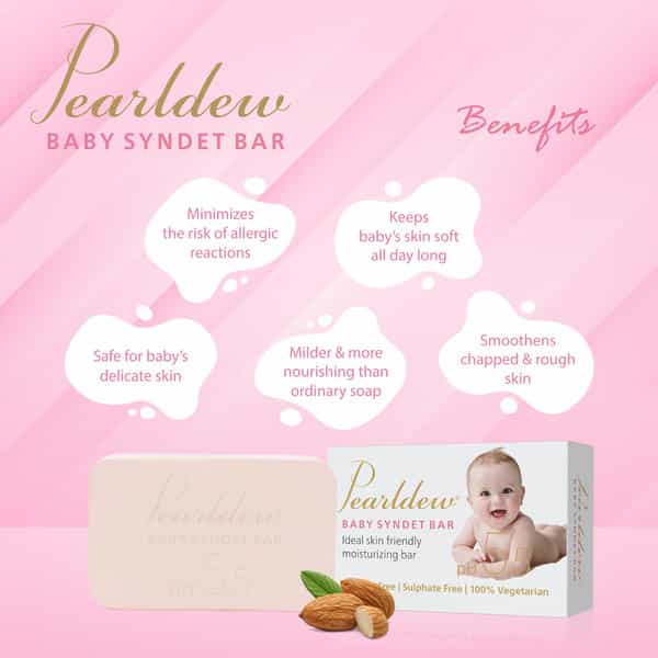Pearldew Baby Syndet Bar 75 Gm | Aloe Vera | Vitamin E & Avocado Oil | Ph 5.5 (Pack Of 6)