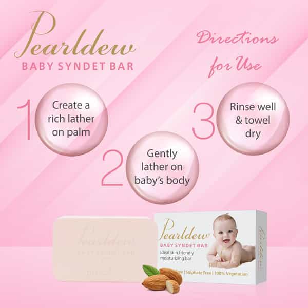 Pearldew Baby Syndet Bar 75 Gm | Aloe Vera | Vitamin E & Avocado Oil | Ph 5.5 (Pack Of 6)