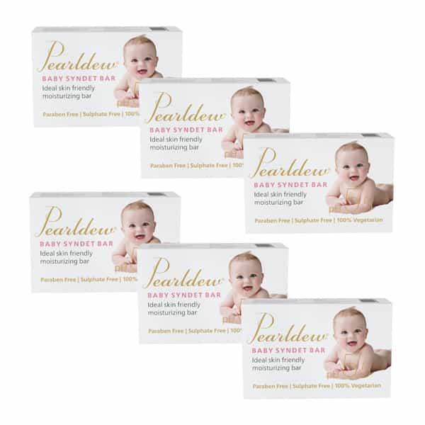 Pearldew Baby Syndet Bar 75 Gm | Aloe Vera | Vitamin E & Avocado Oil | Ph 5.5 (Pack Of 6)