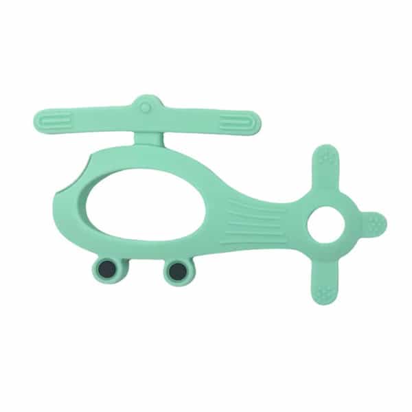 Chevalier Soft Silicone Rubber Baby Teether | Soothes Sore Gums Chew Infant Toy | Helicopter | Green