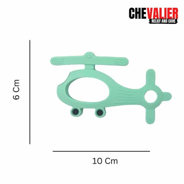 Chevalier Soft Silicone Rubber Baby Teether | Soothes Sore Gums Chew Infant Toy | Helicopter | Green