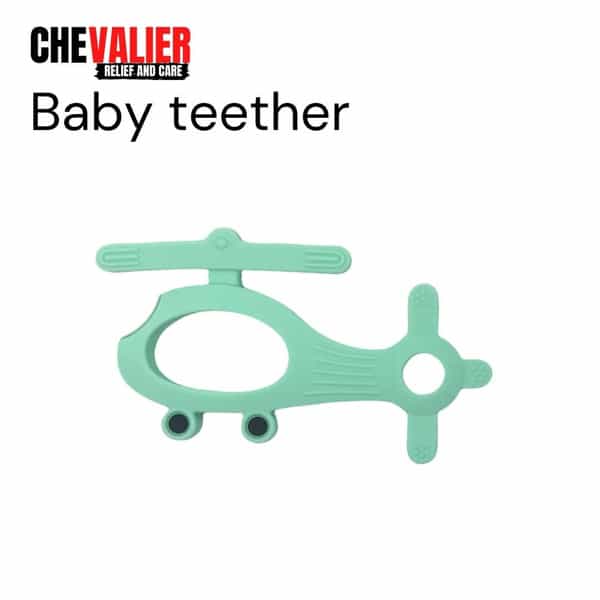 Chevalier Soft Silicone Rubber Baby Teether | Soothes Sore Gums Chew Infant Toy | Helicopter | Green